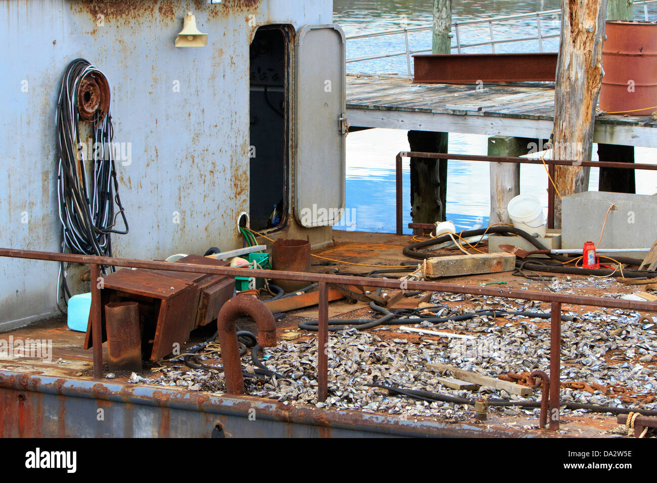 Details from salvage ship anchored at Southwest Maine, Maine Stock