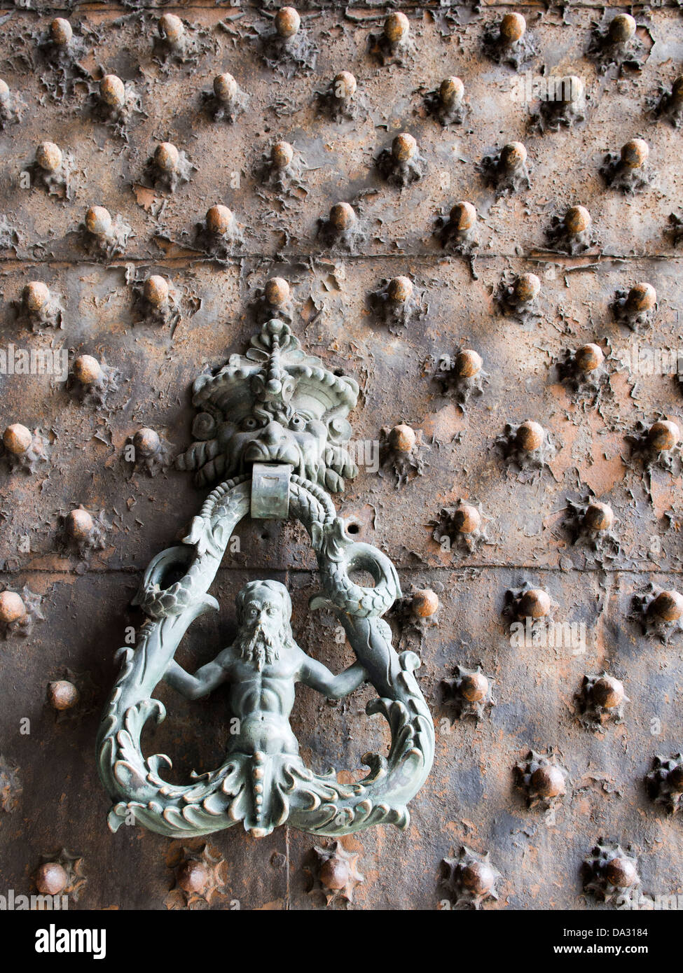 Elaborate door and knocker to the Palazzo Ducale in Genoa, Italy 1 Stock Photo