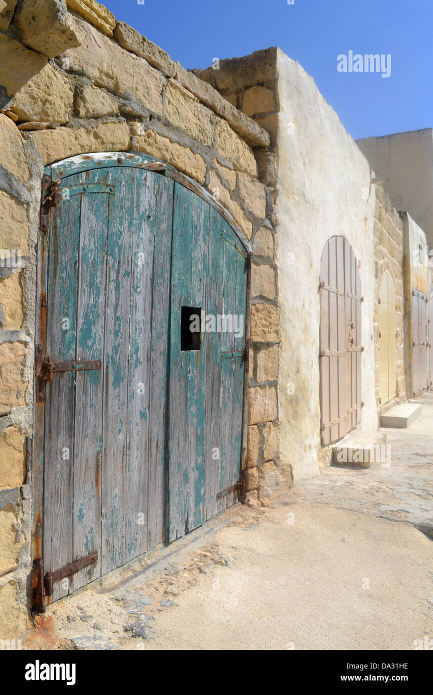 Boat houses, San Lawarenz, Gozo island, Malta. Stock Photo