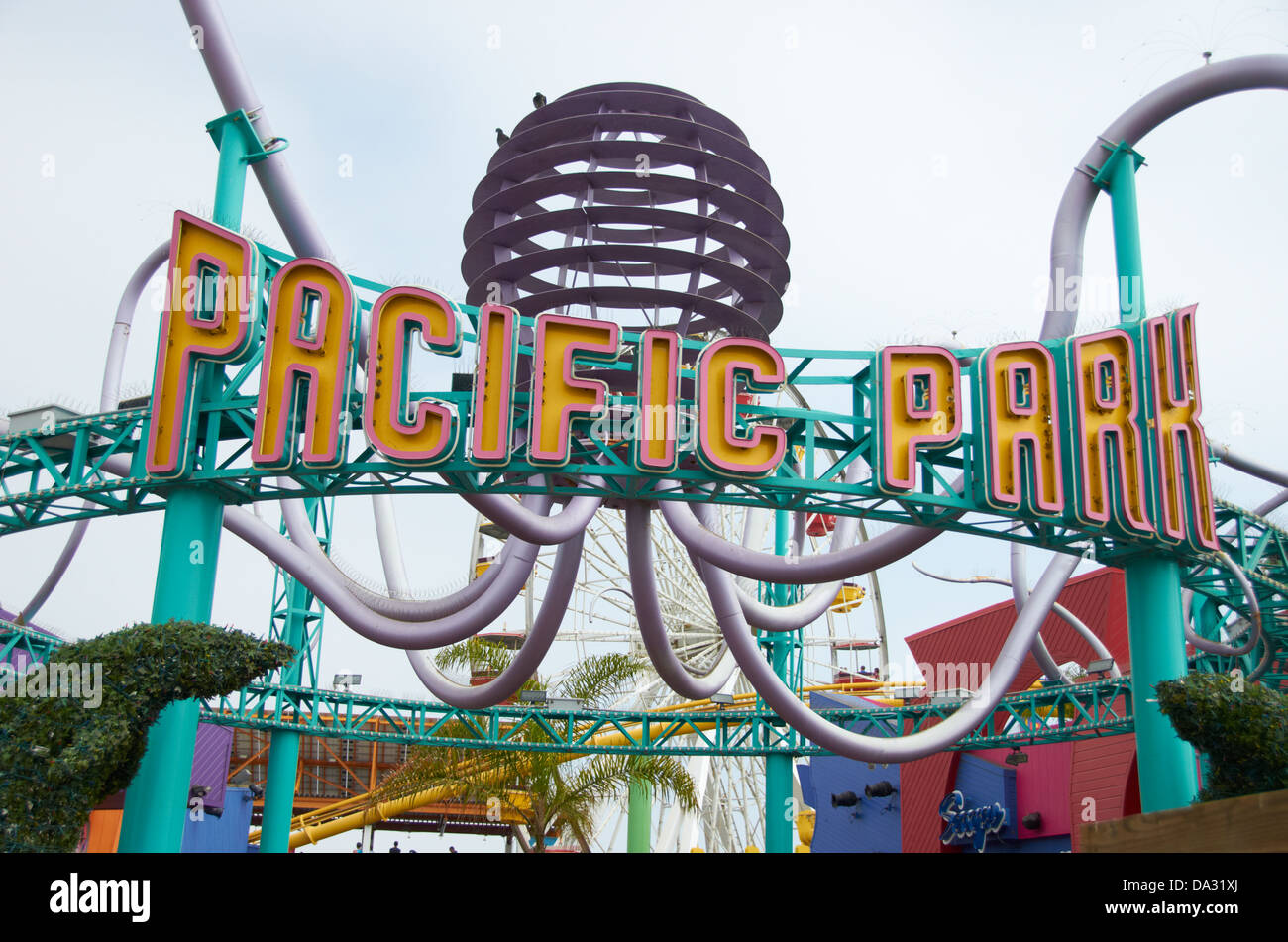 Pacific Park amusement park on Santa Monica pier, USA. Stock Photo
