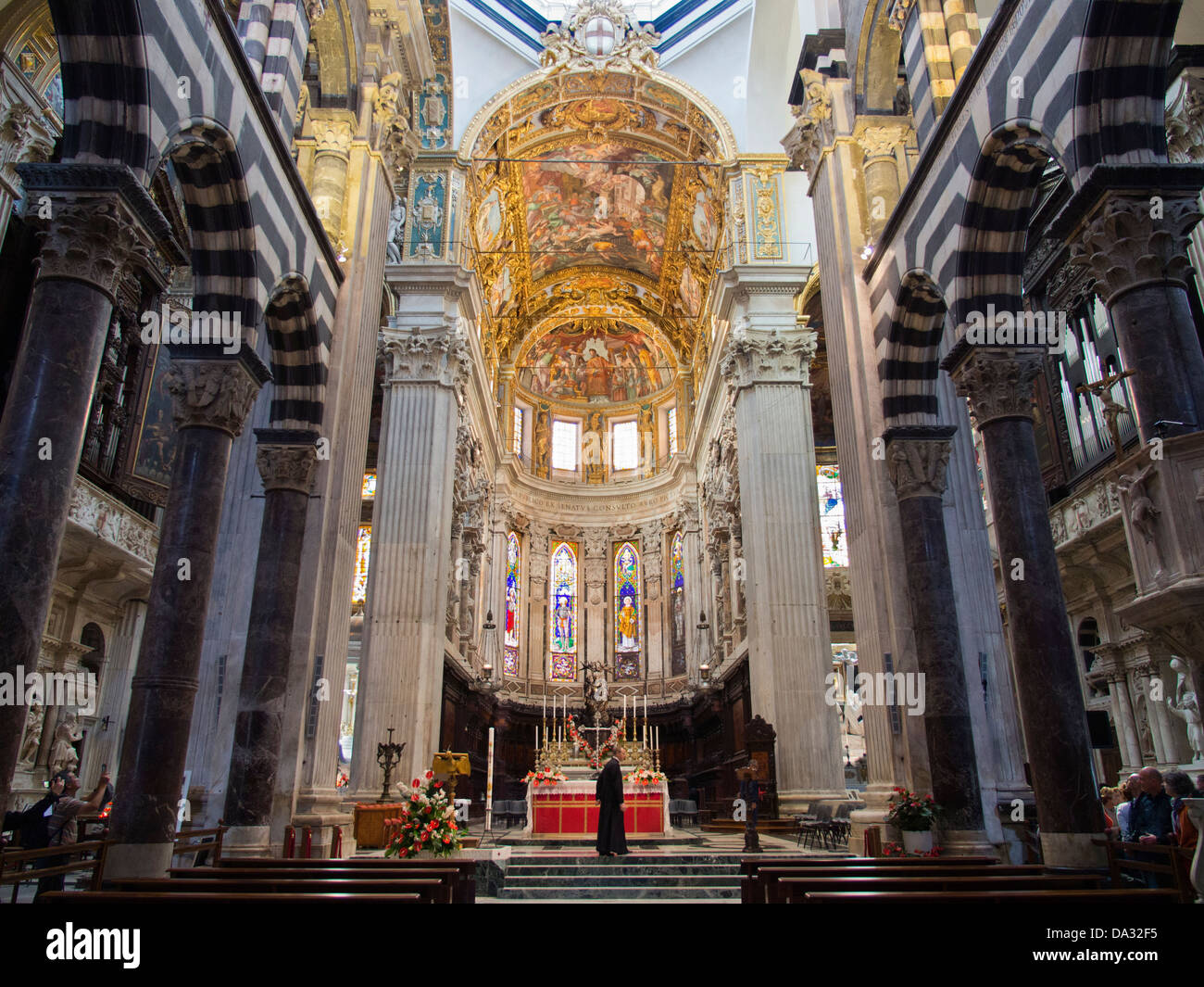 The interior of Genoa's San Lorenzo Cathedral,  Italy 1 Stock Photo