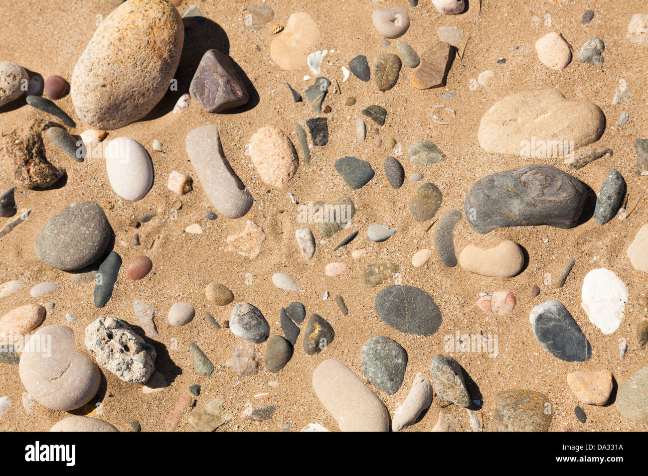 pebbles on beach pattern Stock Photo