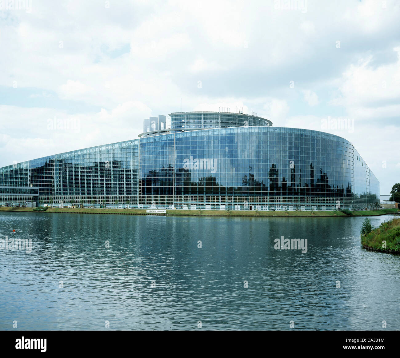Louise Weiss building, European Parliament, Ill river, Strasbourg, Alsace, France Stock Photo