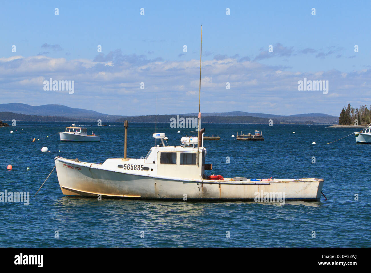 Fishing vessel at anchor. Stock Photo
