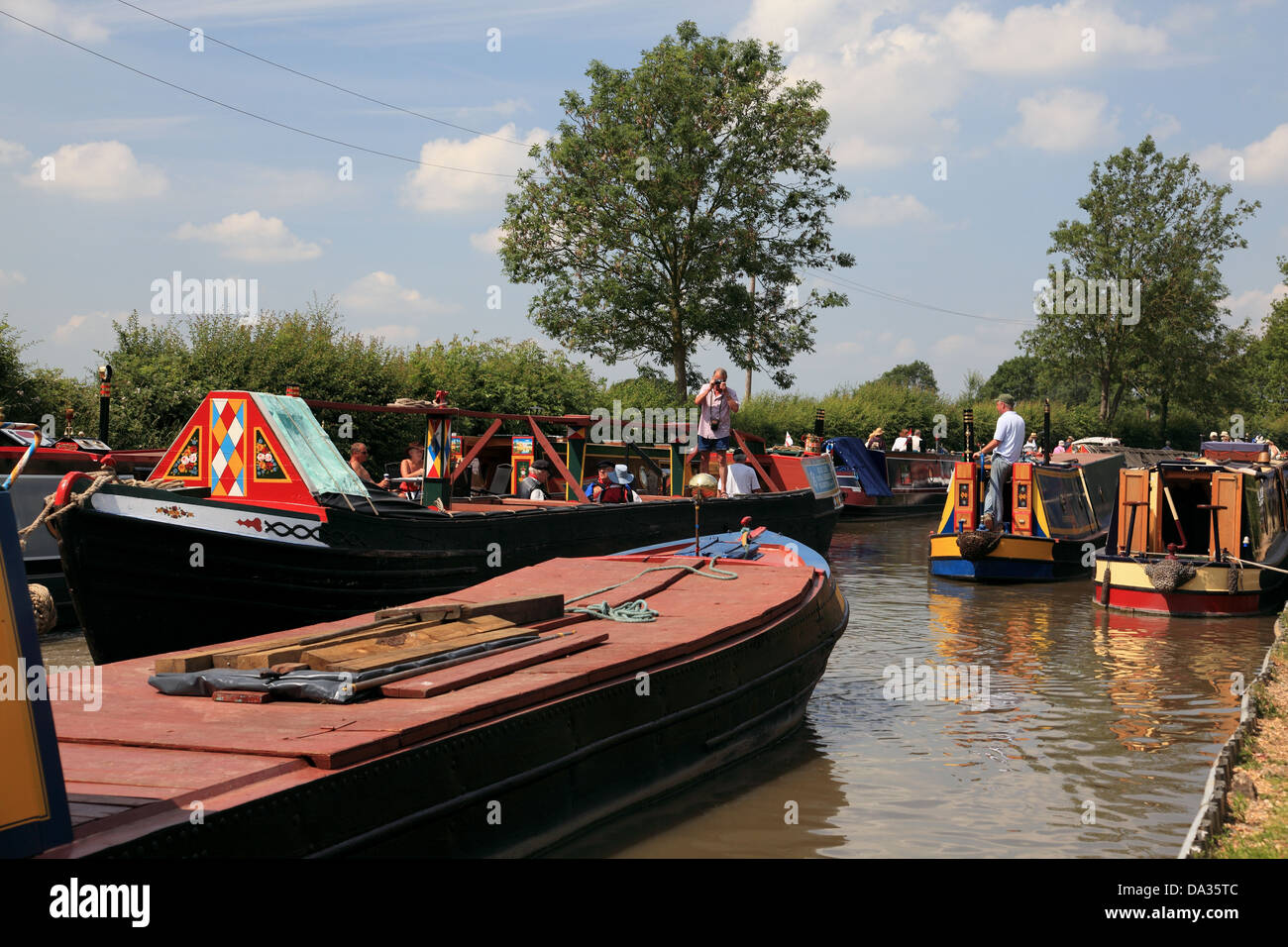 Historic working narrowboats at Braunston boat rally, Northamptonshire Stock Photo