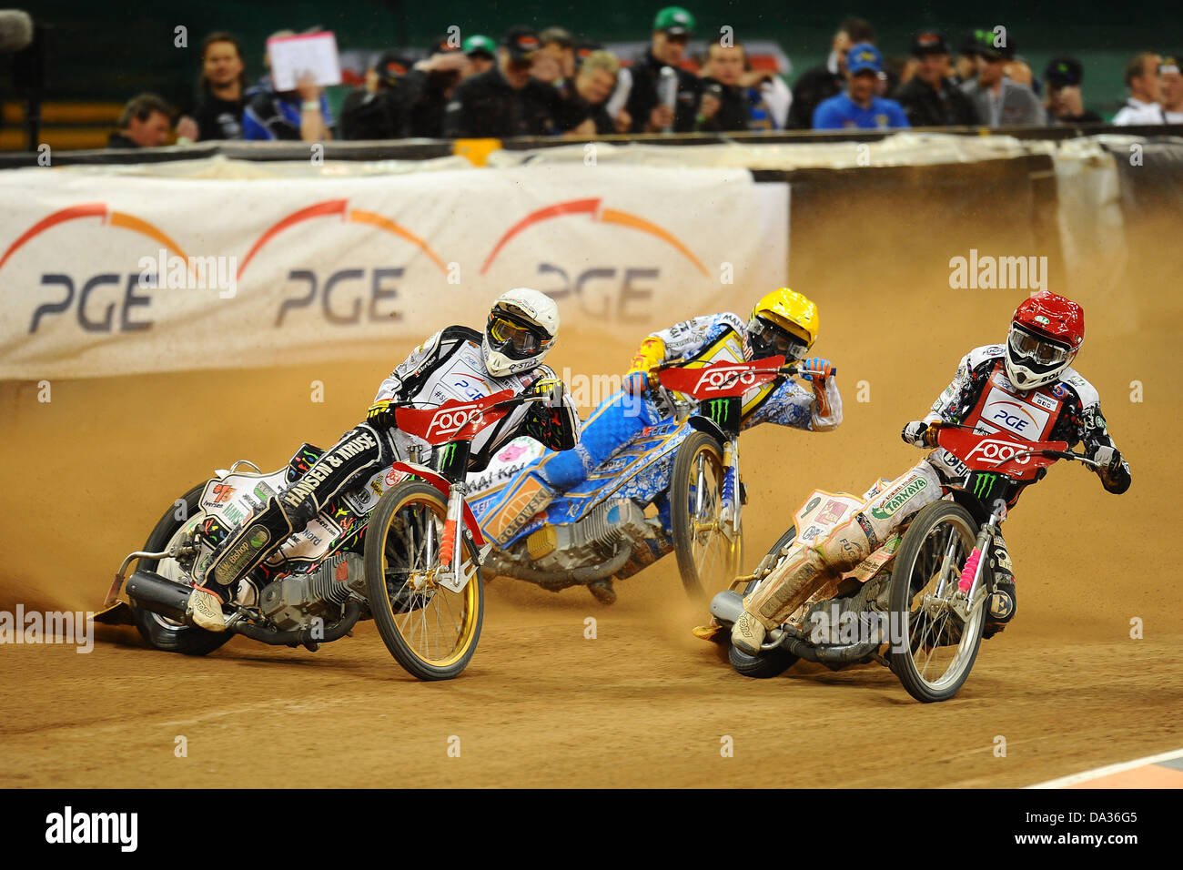 The British FIM Speedway Grand Prix takes place in the Millennium Stadium in Cardiff, South Wales Stock Photo