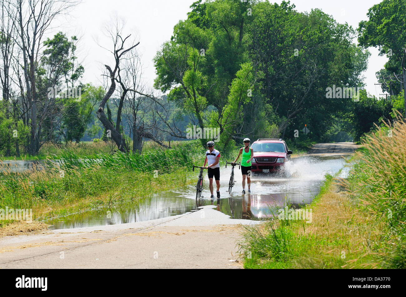road bike on wet pavement