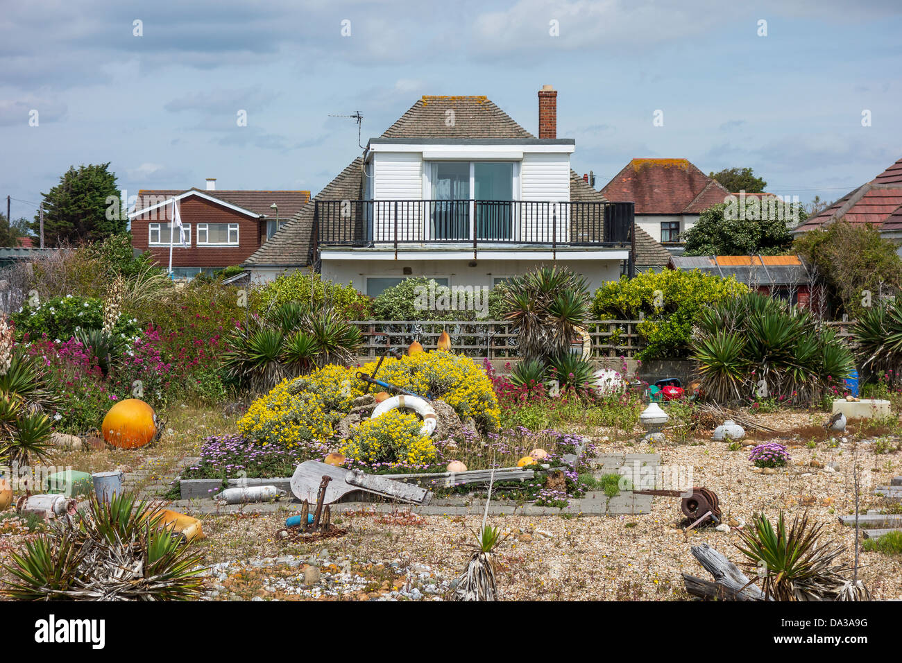 Seaside Coastal Home and Garden Hayling Island Hampshire Stock Photo