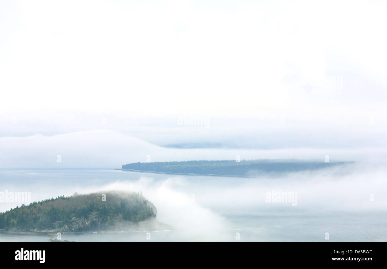 Islands in fog around Mt. Desert Island, Maine Stock Photo Alamy