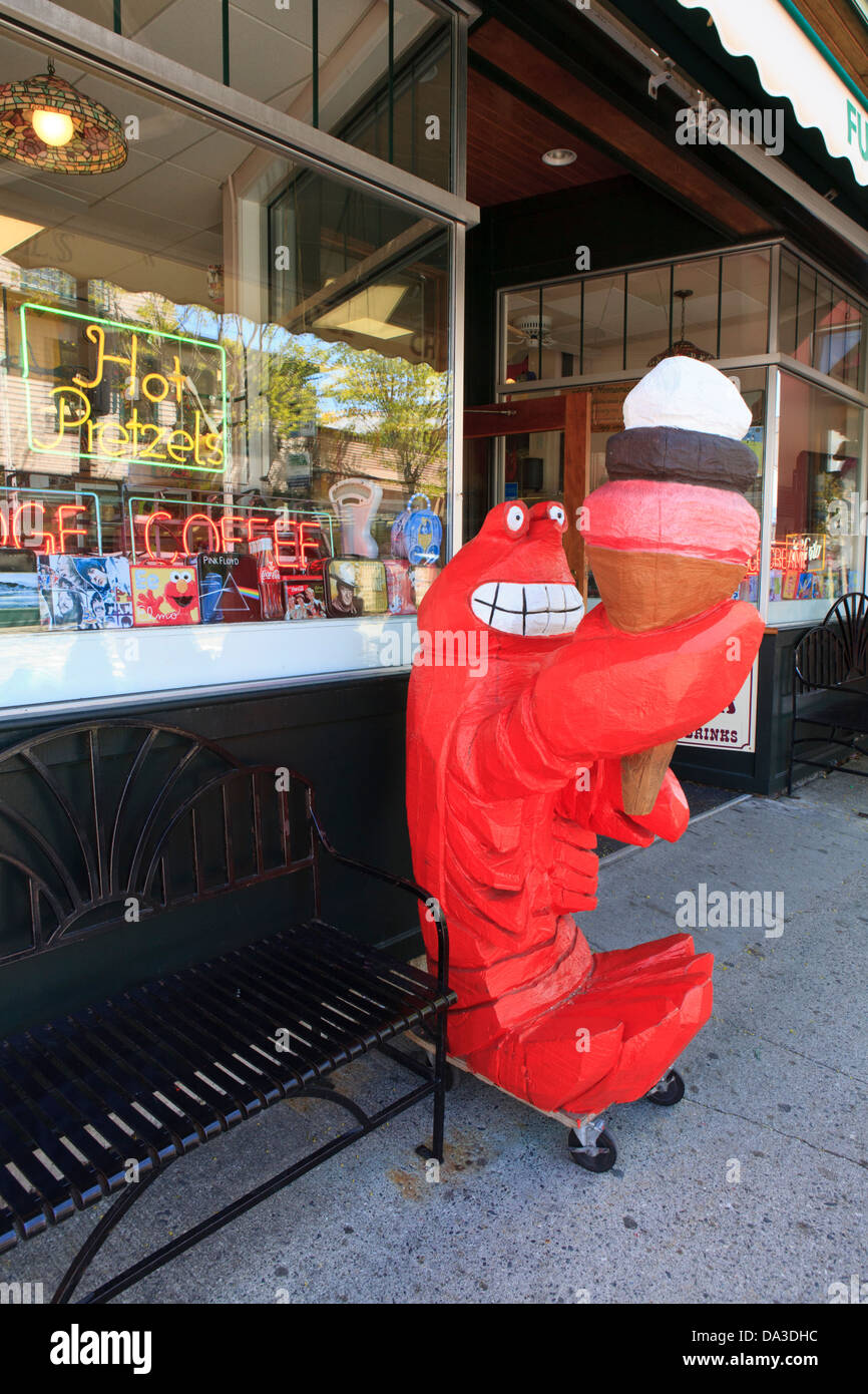 Lobster with ice cream cone in front of a store, Bar Harbor, Maine