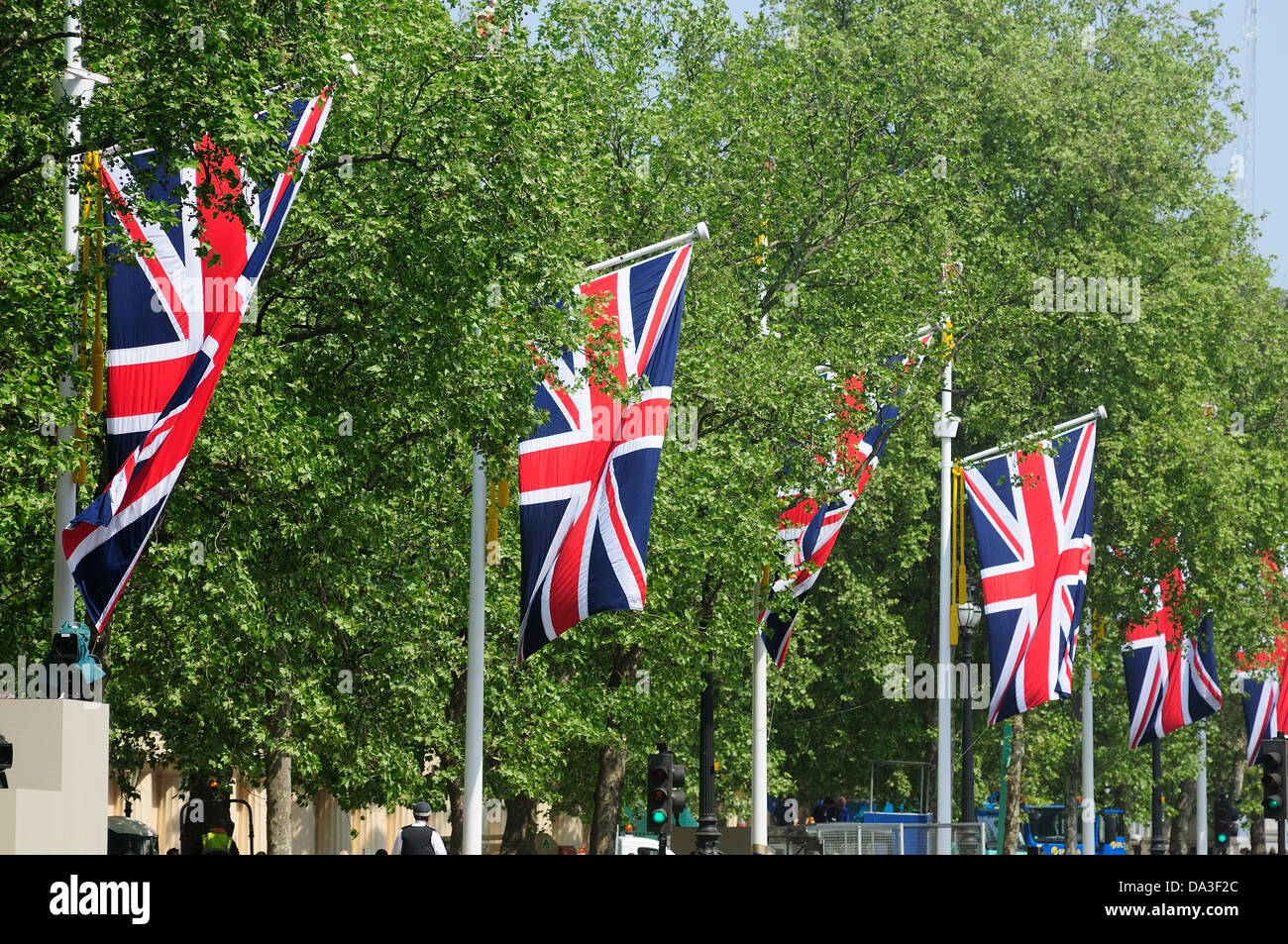 Union Jacks flying in the Mall Stock Photo Alamy