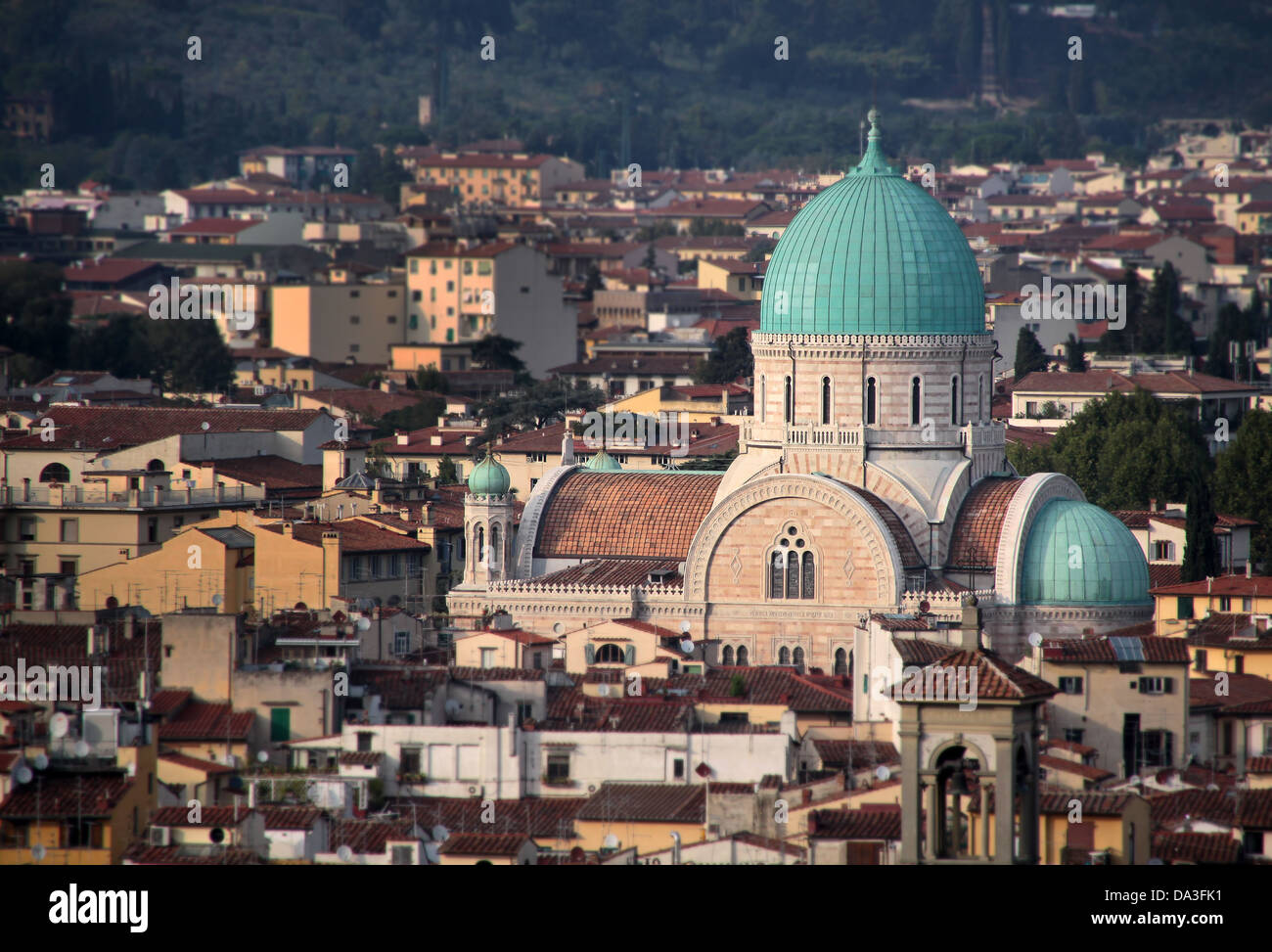 Jewish synagogue as seen from Piazzale Michelangelo in Florence Stock Photo