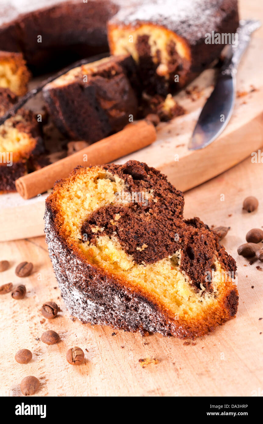 Slice of coffee and vanilla cake Stock Photo Alamy