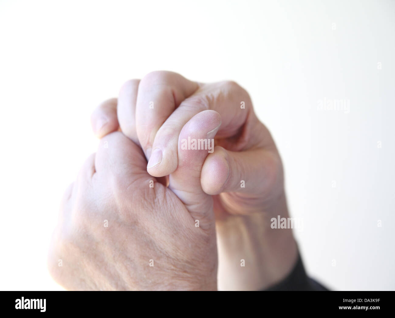 older man with pain in his thumb Stock Photo
