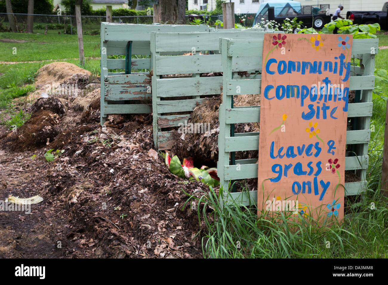 A community composting site in the Brightmoor neighborhood of Detroit. Stock Photo
