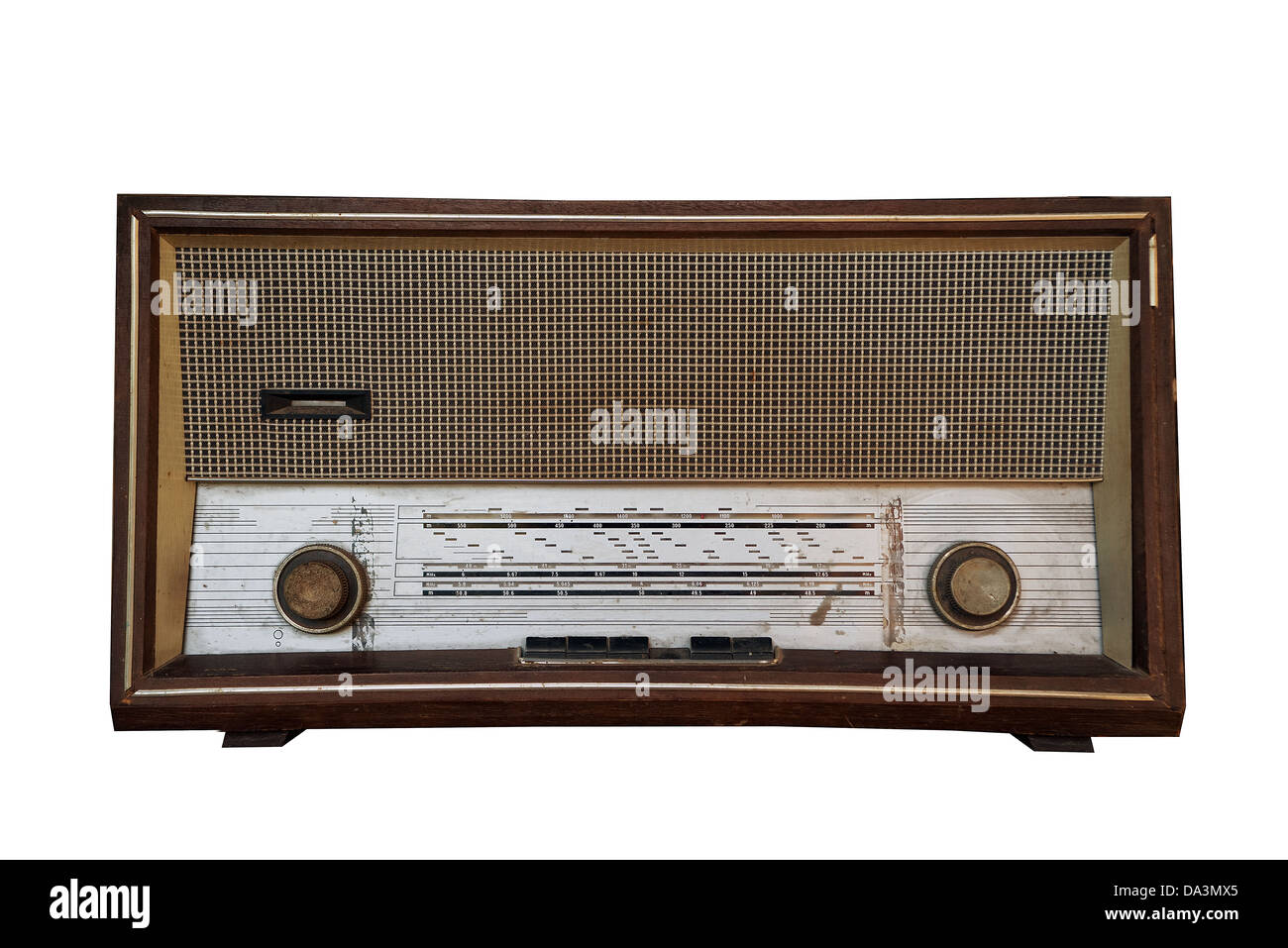 Beautiful old vintage wooden radio receiver device Stock Photo