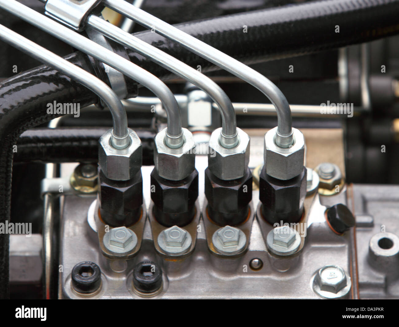 supply system for diesel fuel, clean motor block, diesel engine detail