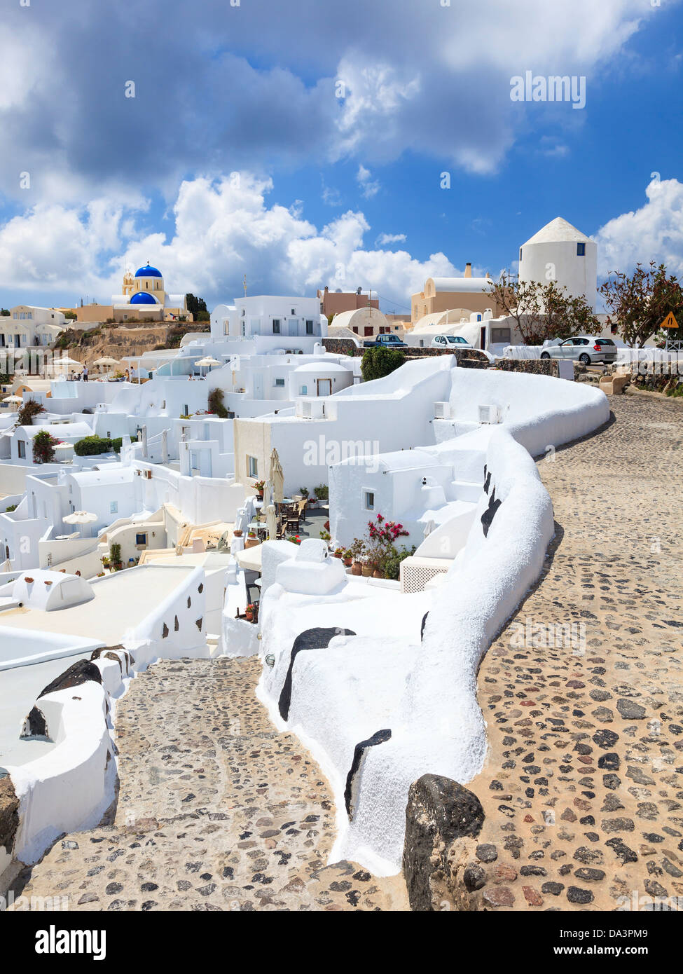 Footpath on the famous caldera at Oia Santorini Greece Stock Photo