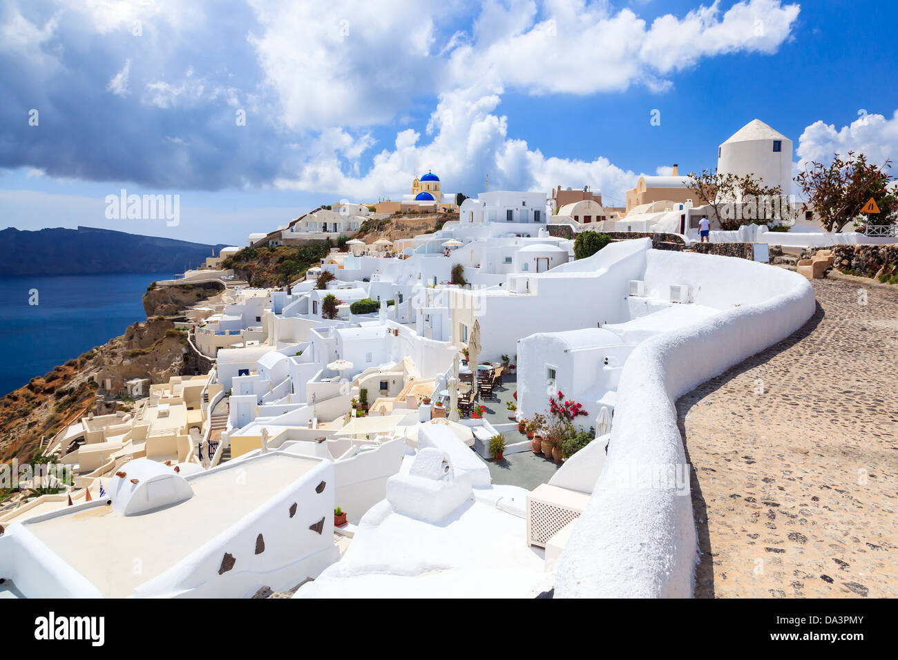 Footpath on the famous caldera at Oia Santorini Greece Stock Photo