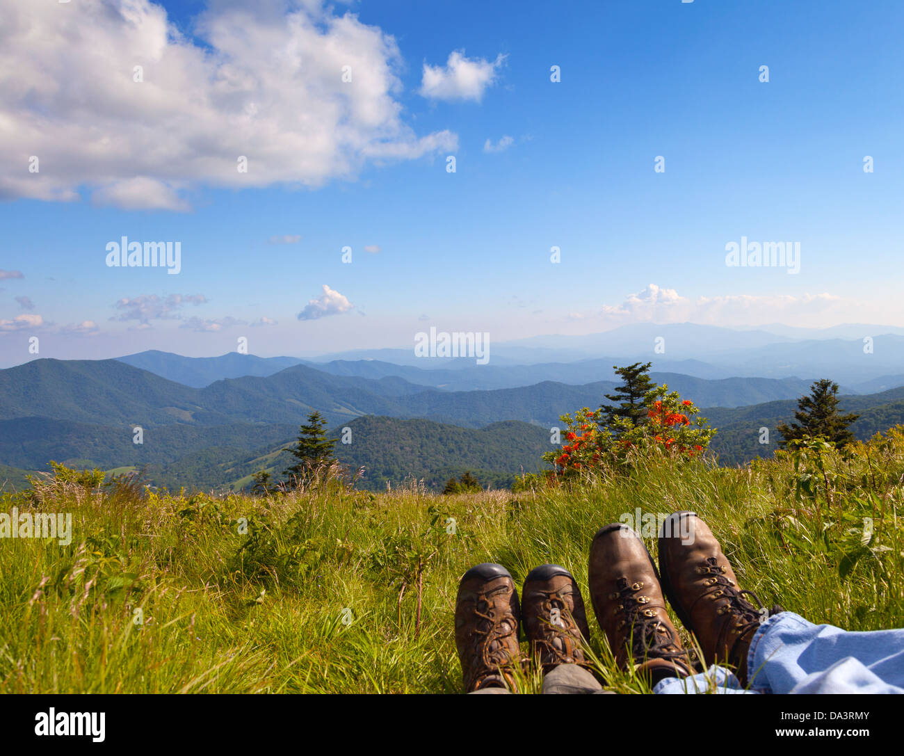 Hikers enjoying the view on Round Bald, Roan Mountain State Park, North