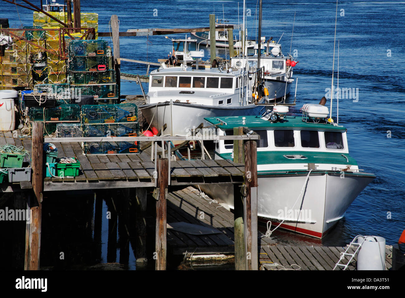 Lobster fishing boats traps dock hires stock photography and images