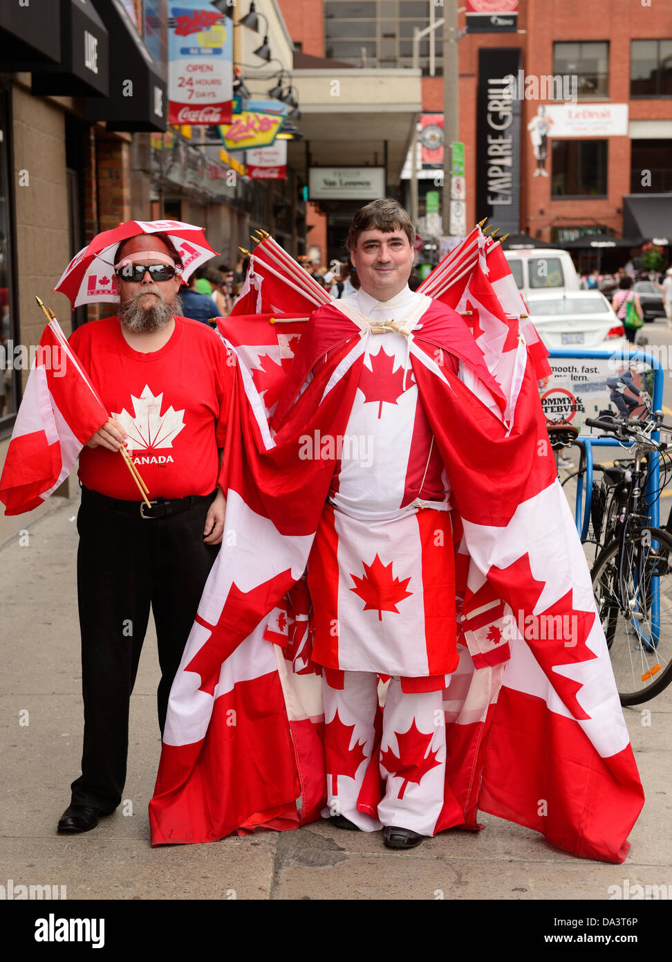 Canada Day revelers display their patriotism at the annual Canada Day celebration in July 1, 2013 in Ottawa, Ontario Canada. Stock Photo