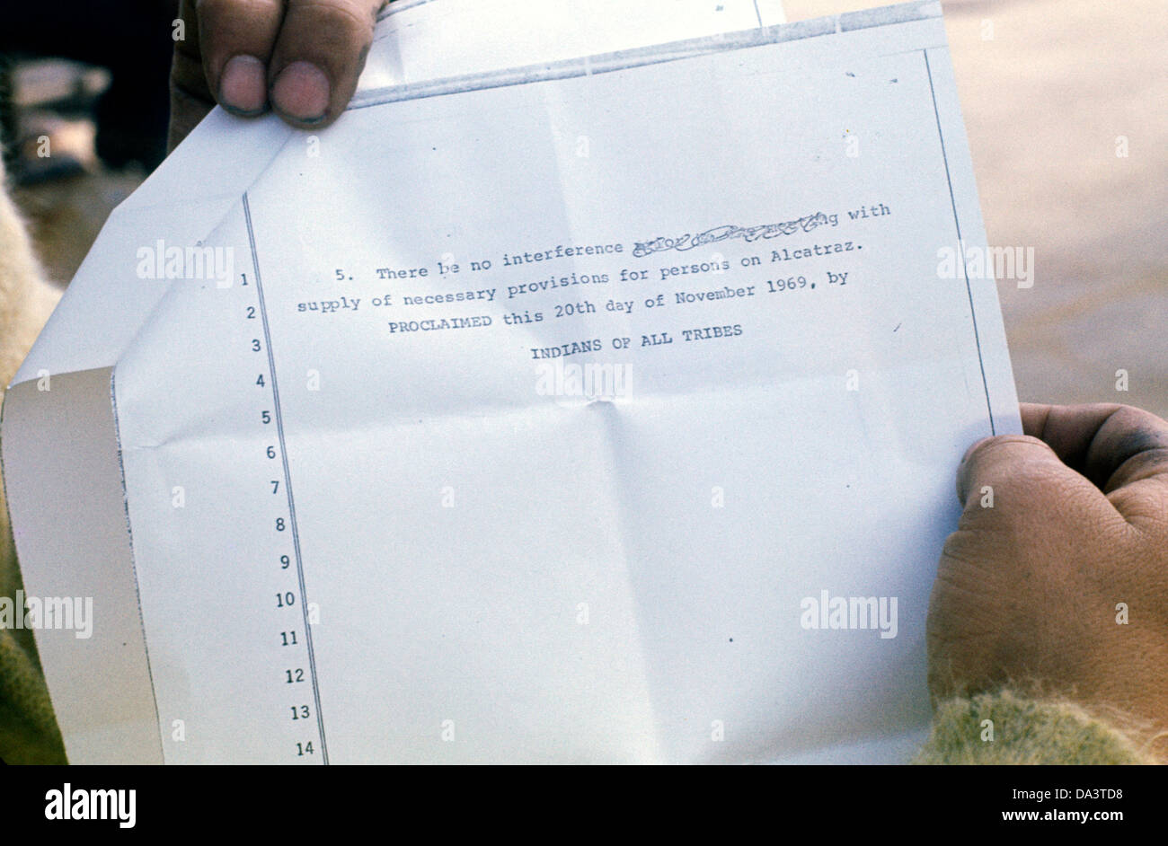 2nd page of original list of demands of indian occupation of Alcatraz ...