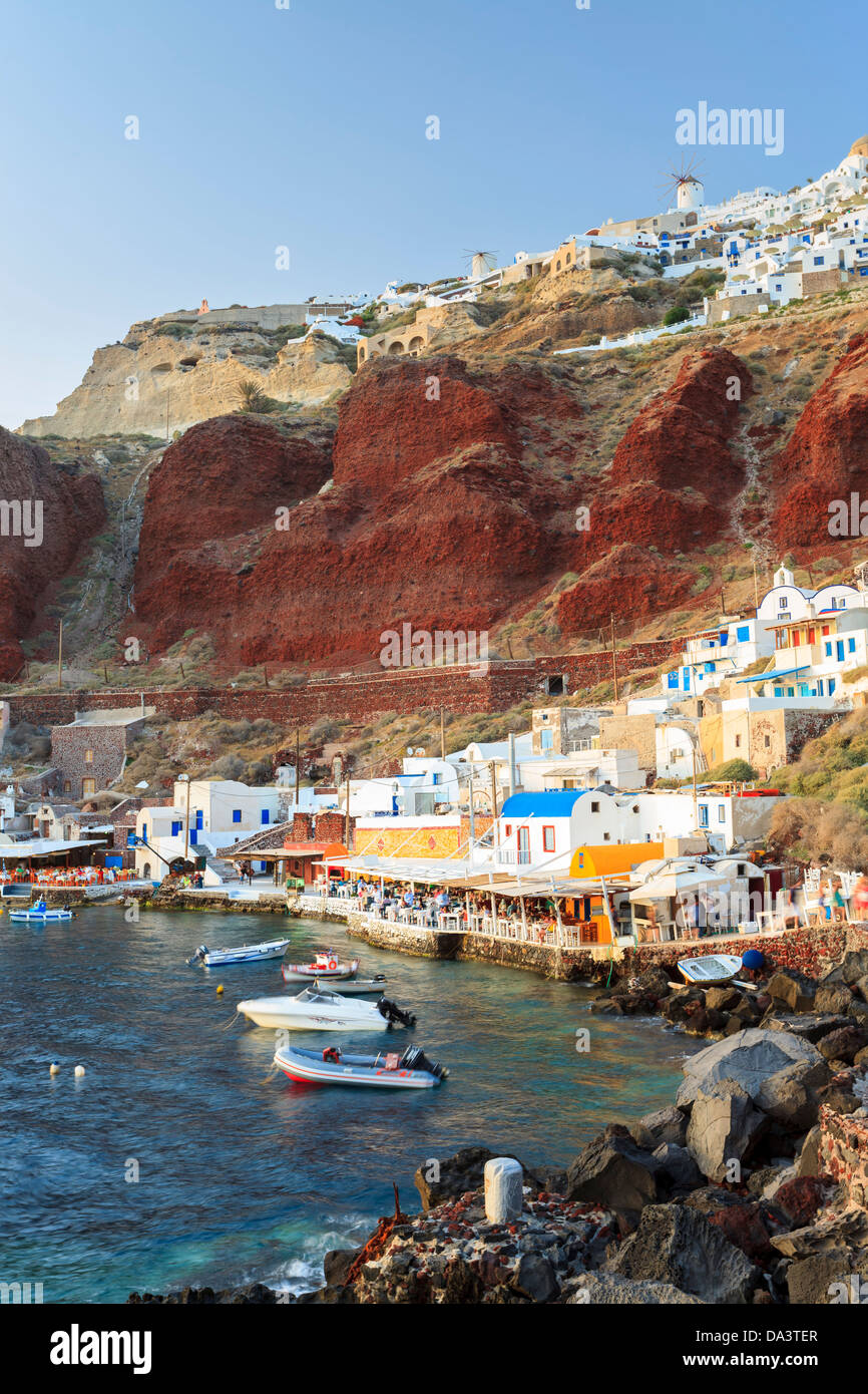 Evening light at Ammoudi Bay Oia Santorini Greece Stock Photo