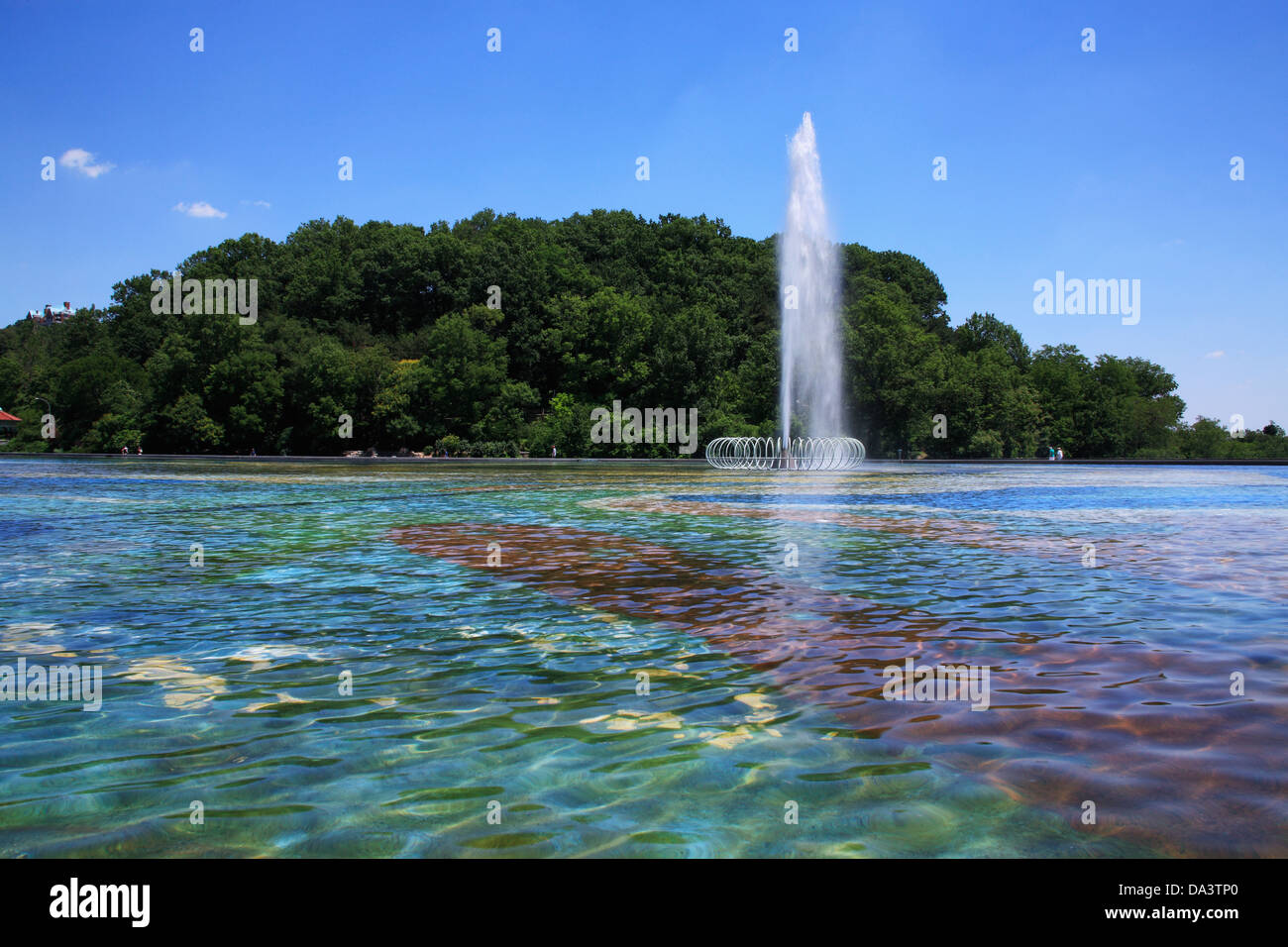 A Water Fountain and Reflecting Pool At Eden Park In Cincinnati Ohio, USA Stock Photo