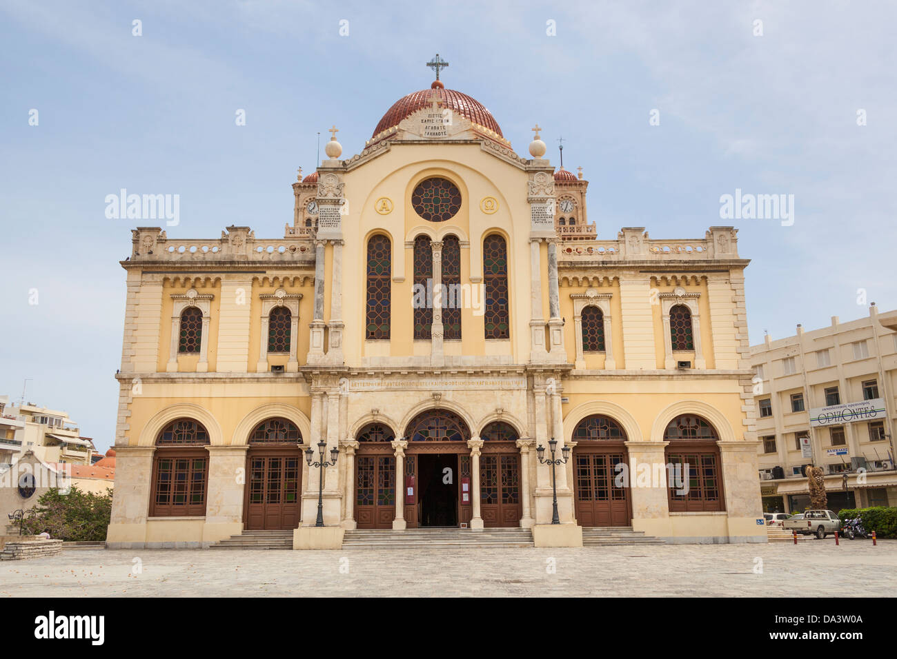 Agios Minas Cathedral, Agios Ekaterinis Square, Heraklion, Crete, Greece Stock Photo