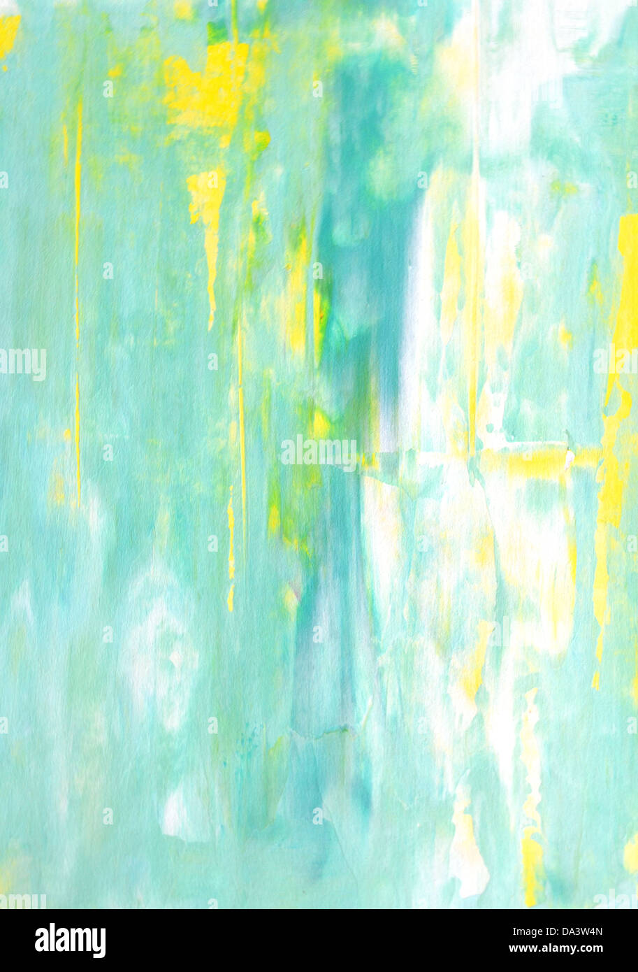 Turquoise and Yellow Abstract Art Painting Stock Photo