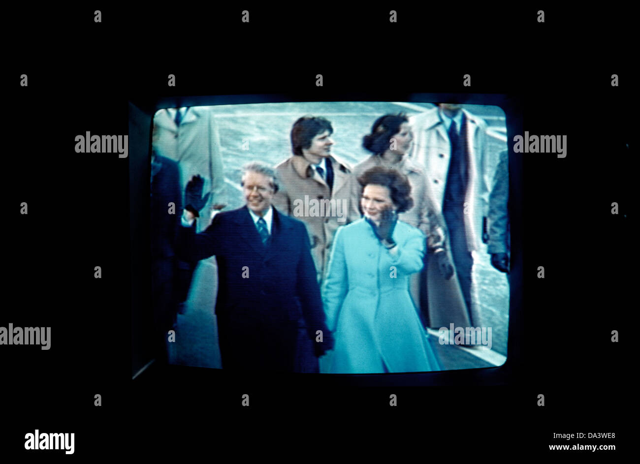 TV picture of Jimmy Carter family inauguration day Stock Photo