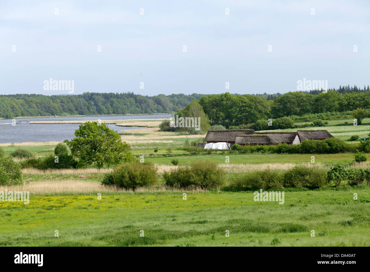 Viking Houses, Haithabu, Schlei, Schleswig-Holstein, Germany Stock Photo