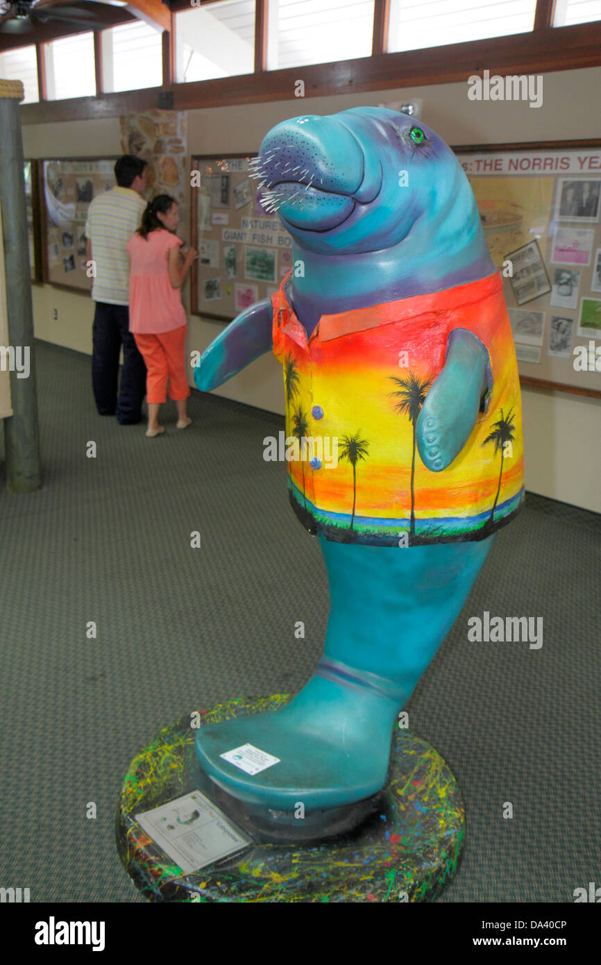 Florida Homosassa Springs,Ellie Schiller Homosassa Springs Wildlife State Park,giant West Indian manatee,sculpture,statue,Visitor Center,centre,visito Stock Photo