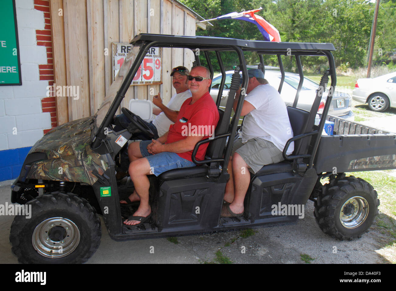 Florida Otter Creek water,Highway highway Route 98,country general store,ATV,all terrain vehicle,visitors travel traveling tour tourist tourism landma Stock Photo