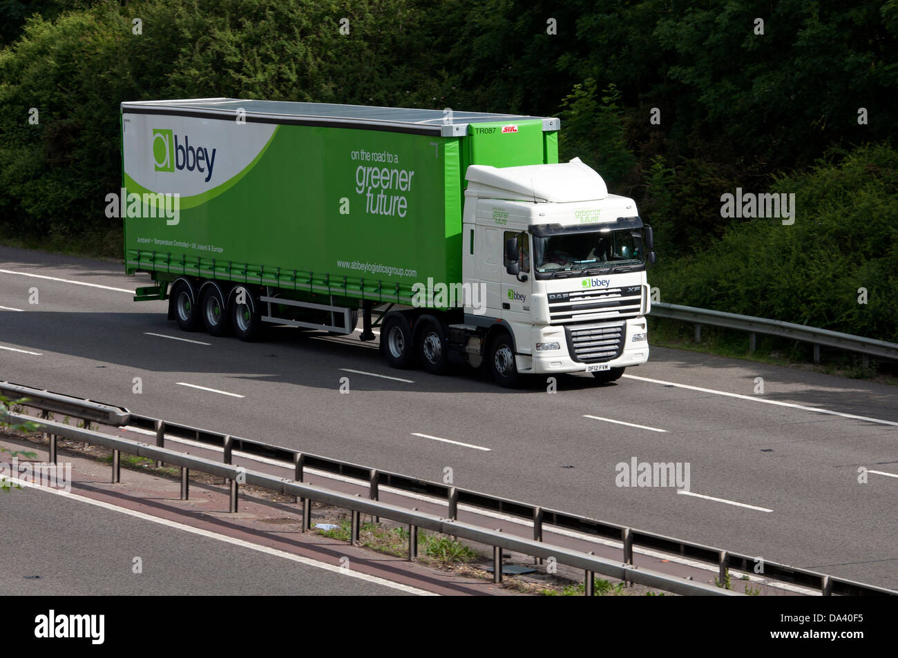 Abbey Logistics Group lorry on M40 motorway, Warwickshire, UK Stock Photo