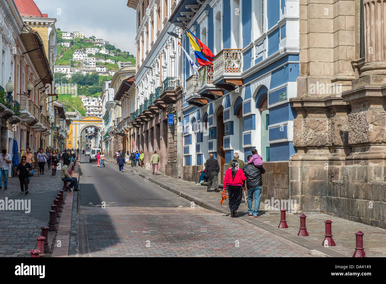 Garcia Moreno street, Quito Historical center, Pichincha Province, Ecuador Stock Photo