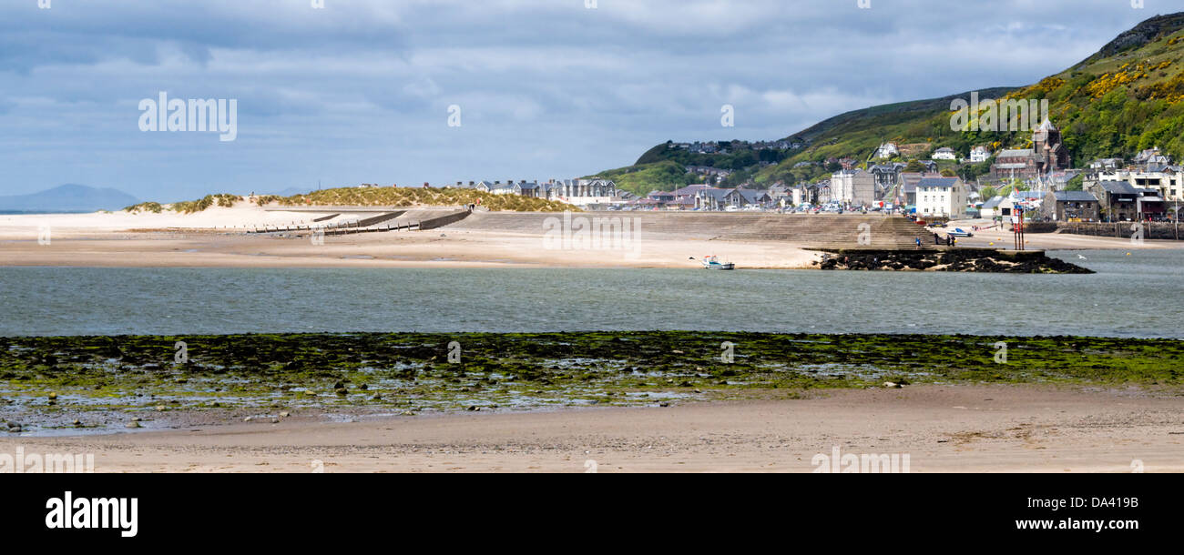Panoramic seaside resort of Barmouth, Barmouth Bay, Gwynedd, Wales, UK