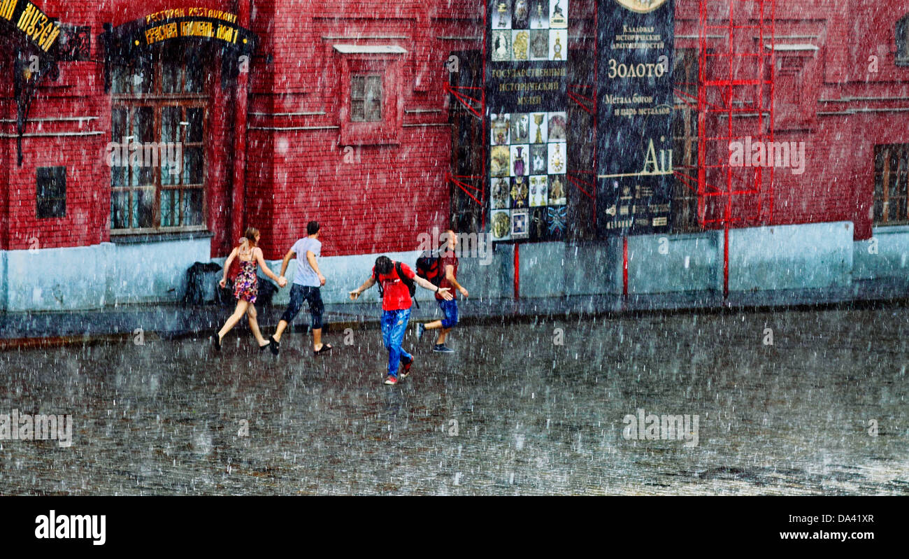 rain in the city Stock Photo