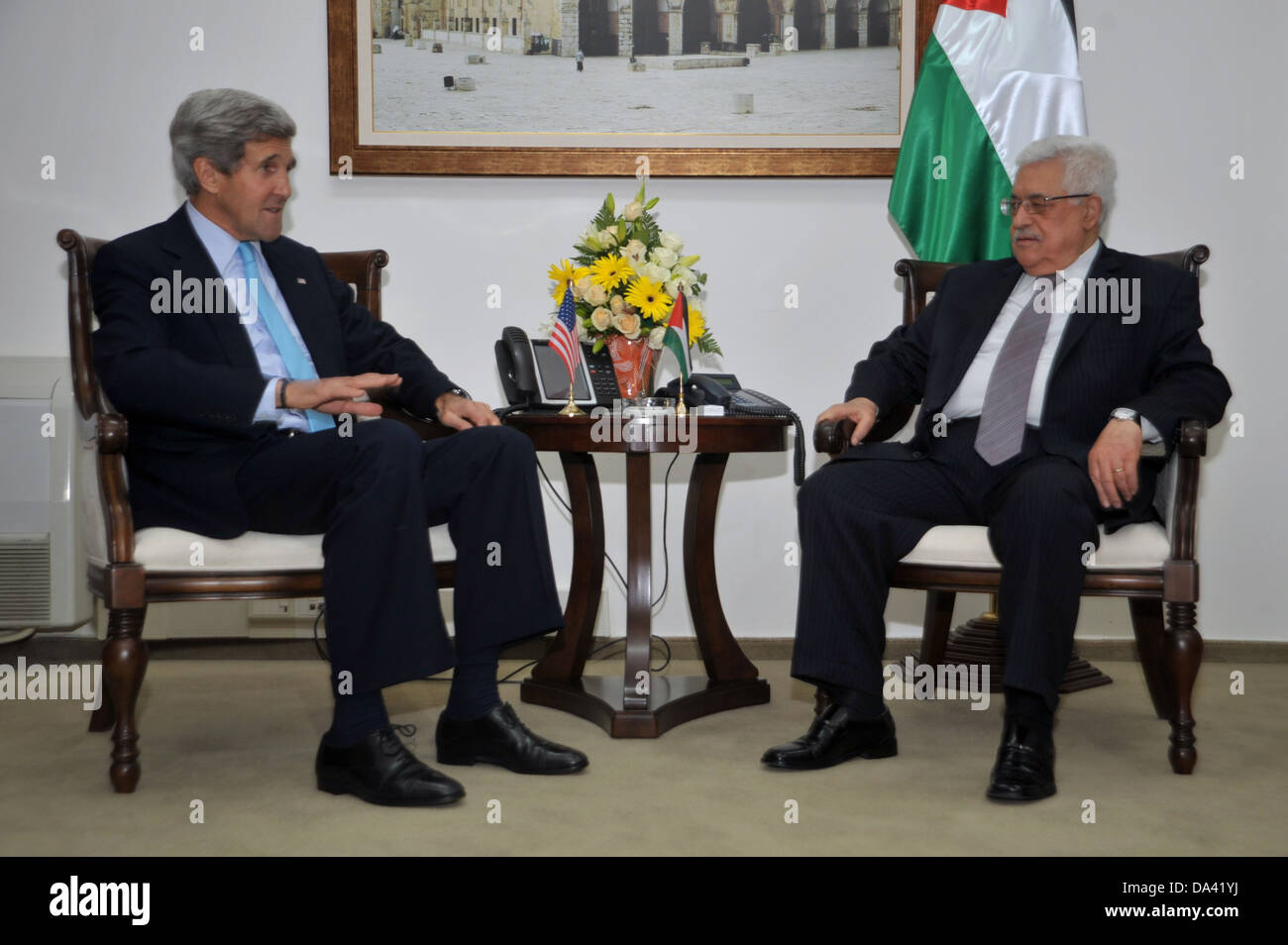 Secretary Kerry meets with PA President Abbas Stock Photo