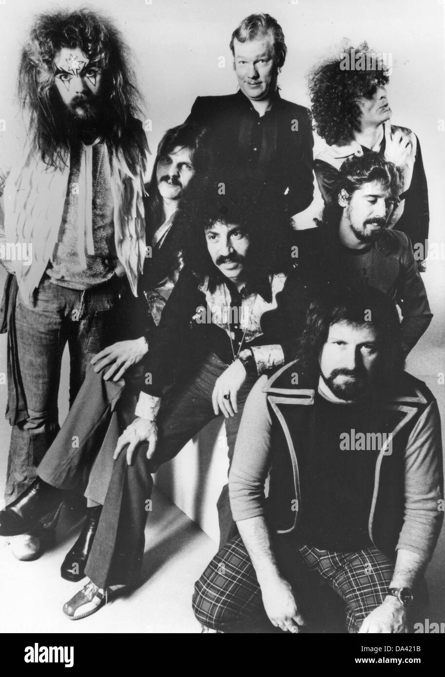 WIZZARD Promotional photo of UK pop group about 1974 with Roy Wood top left Stock Photo