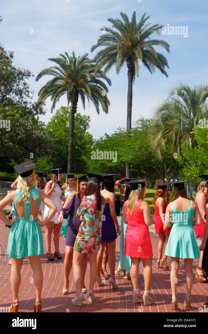 Tallahassee Florida,Florida State University,FSU,campus,school,Wescott Plaza Fountain,student students education pupil pupils,graduating,posing,taking Stock Photo