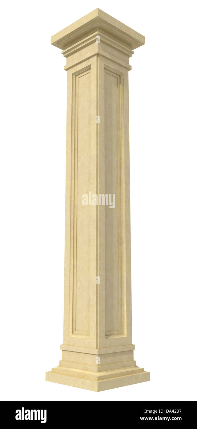 Rectangular stone column isolated on white - rendering Stock Photo