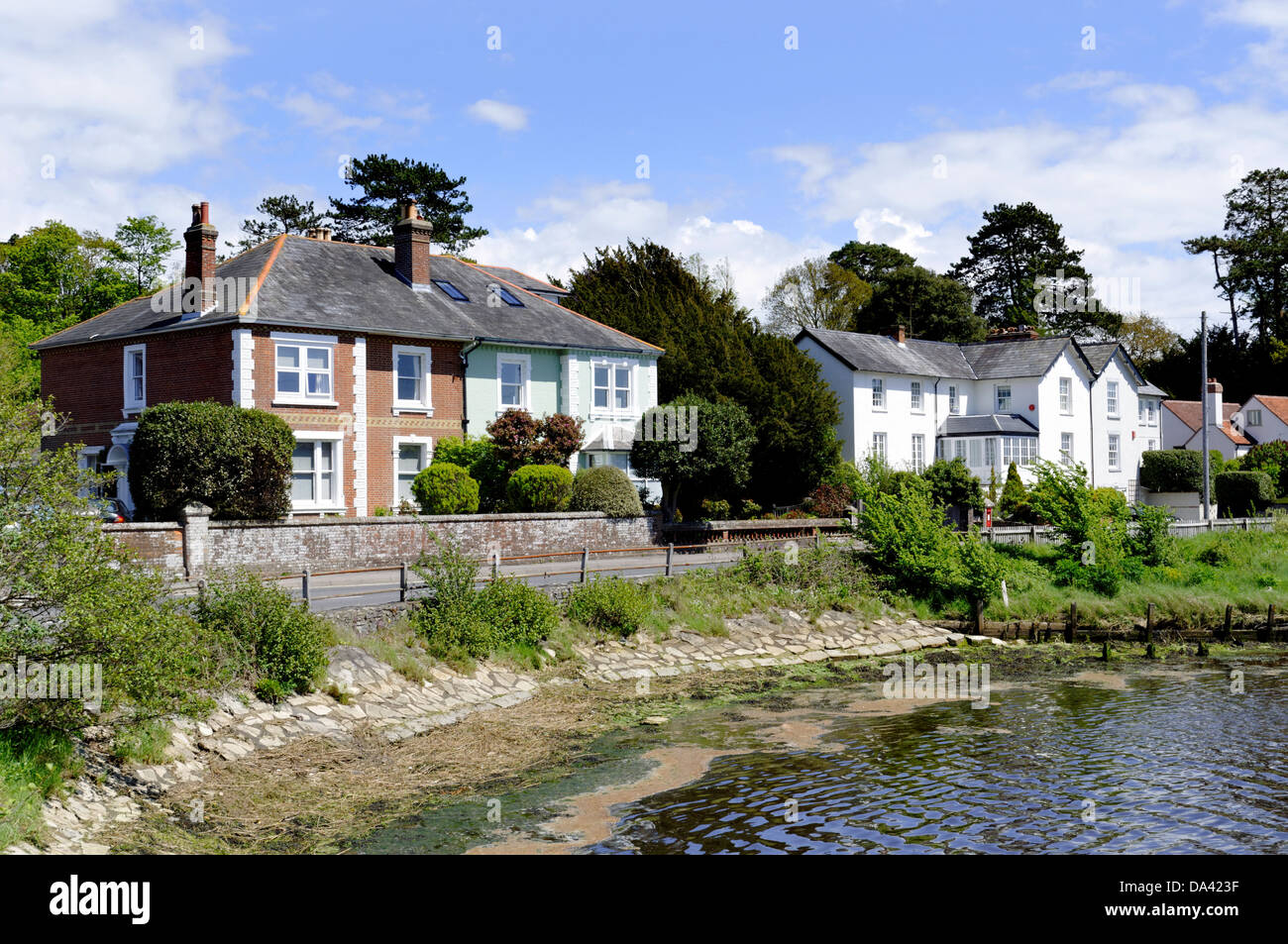 Waterside Houses, Walhampton, Lymington, Hampshire, England, UK, GB. Stock Photo