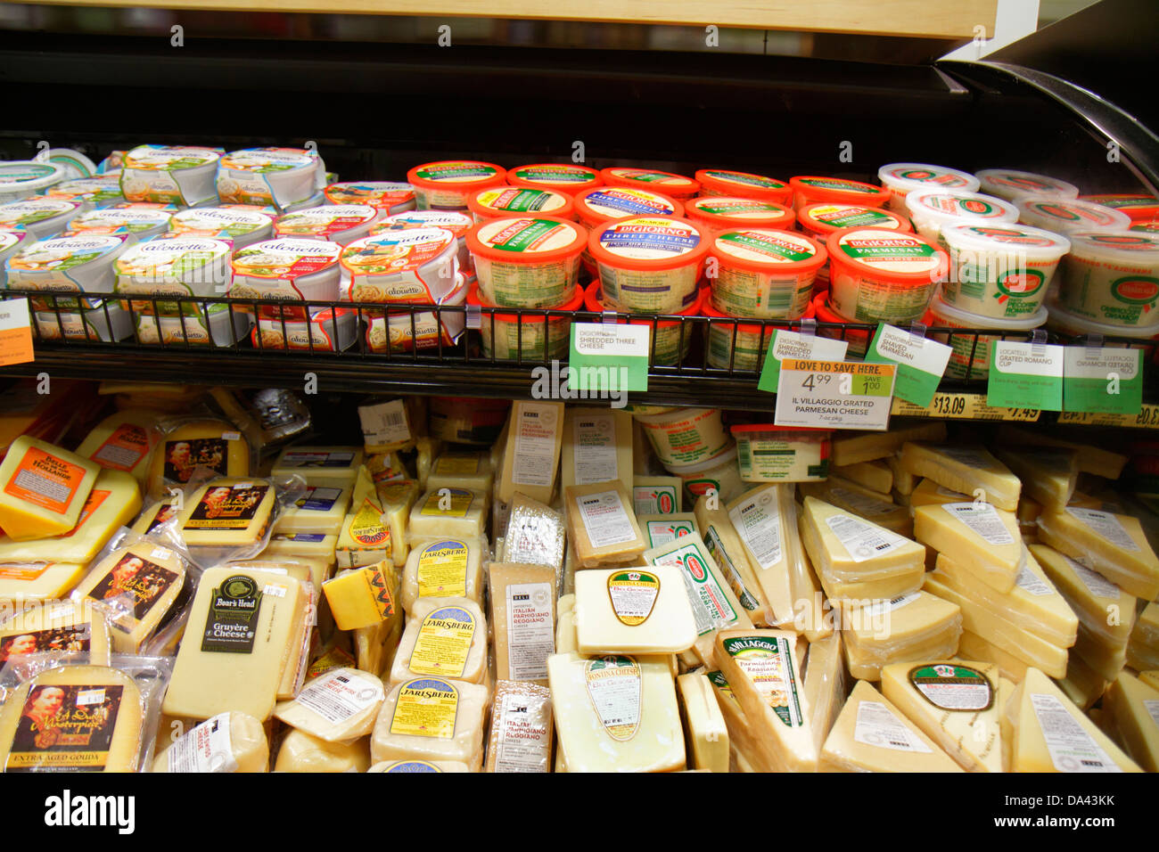 Supermarket Cheese Display Stock Photos & Supermarket Cheese Display