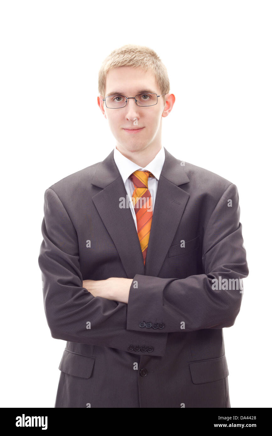Friendly businessman cross-armed working in service industry Stock Photo