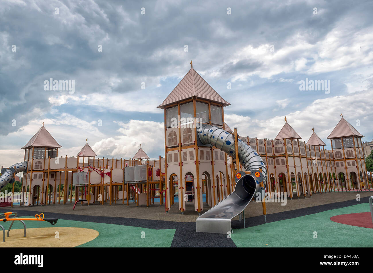 Colorful playground for childrens as a castle Stock Photo