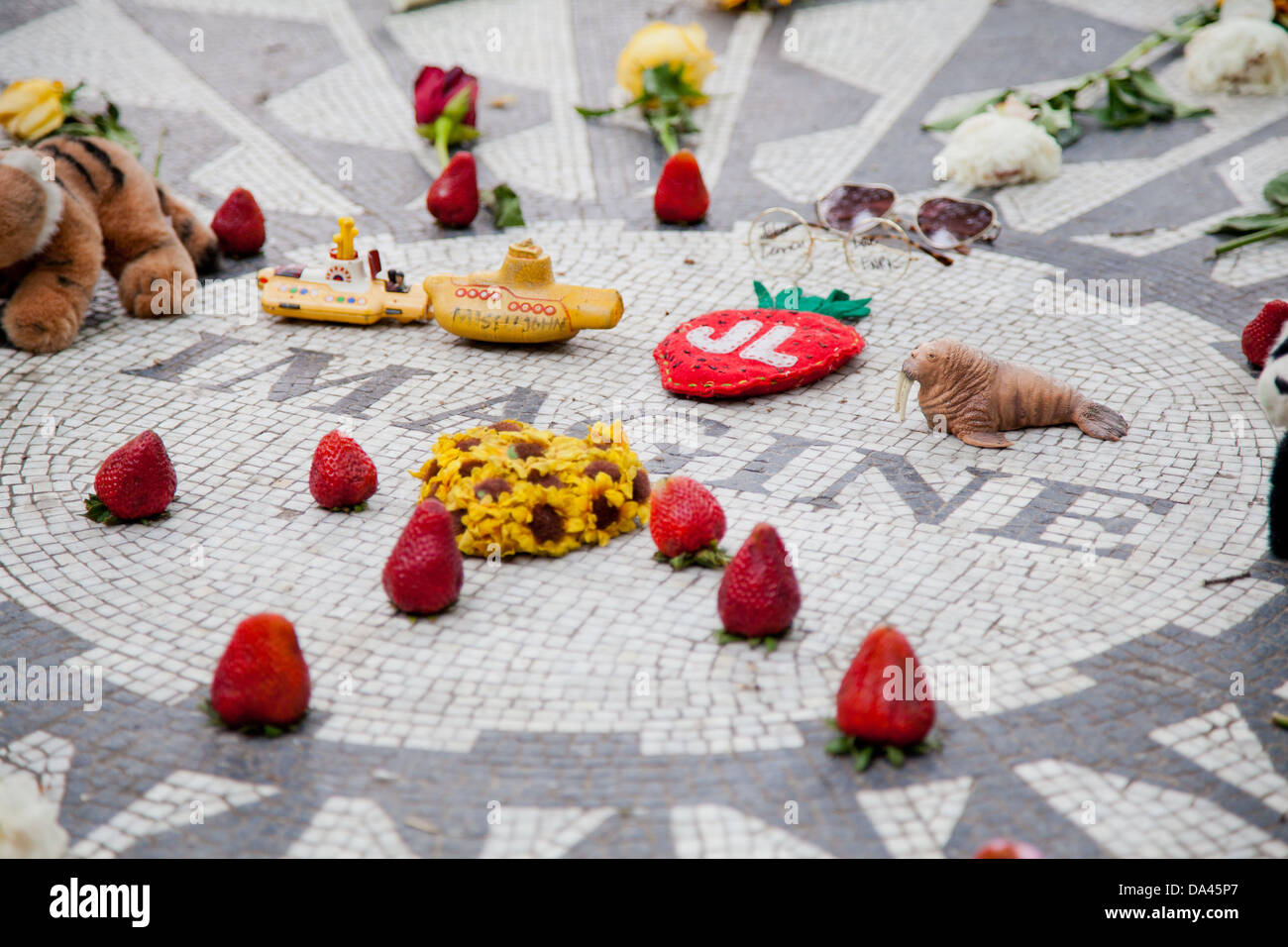 the imagine sigh in the strawberry fields Stock Photo