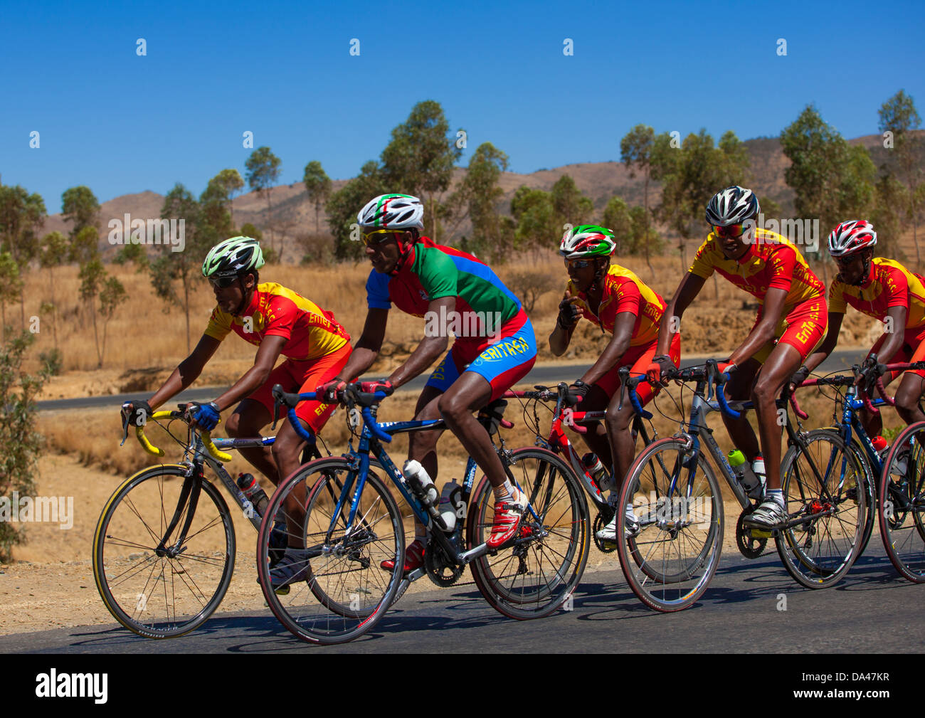 Eritrean National Cycling Team On Massawa- Asmara Road, Asmara, Eritrea ...