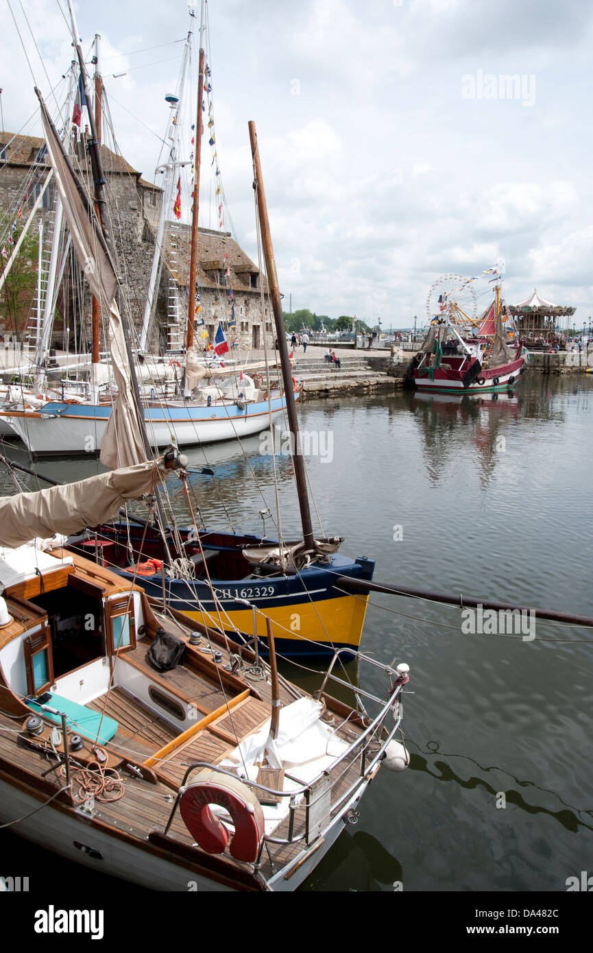The  old beautiful picturesque port of Honfluer  Normandy France Stock Photo